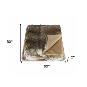 HomeRoots 2" Natural Rabbit Fur Hazelnut Throw Blanket - Luxurious Plush Warmth for Cozy Nights & Elegant Decor 358169