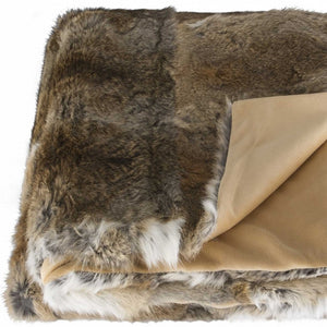 Homeroots 2" X 50" X 60" 100 Natural Rabbit Fur Hazelnut Throw Blanket  Rabbit Fur 358169