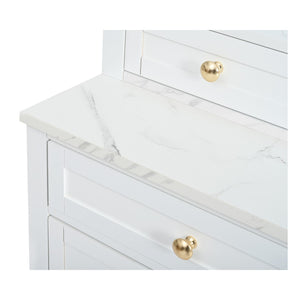 English Elm Modern Tall Kitchen Pantry Set of Two with Faux Marble Top and Glass Holders White SP000175AAK