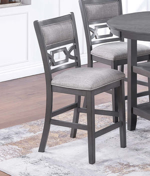 English Elm Gray Round 5-Piece Dining Set with Lower Shelf and Upholstered Chairs — Contemporary Charcoal Style Gray 45 L x 17 W x 46 H B011P373703
