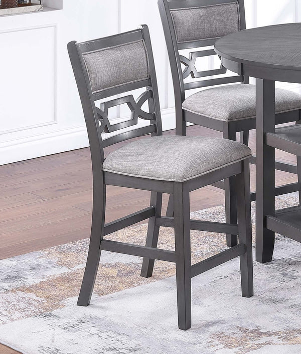 English Elm Gray Round 5-Piece Dining Set with Lower Shelf and Upholstered Chairs — Contemporary Charcoal Style Gray 45 L x 17 W x 46 H B011P373703