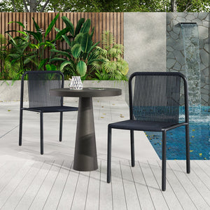 English Elm Christopher Knight Home® - Burgess Weather-Resistant Outdoor Stacking Dining Chair Set of 2 — UV-Proof PE Rattan with Iron Frame Black 23.75 L x 20.9 W x 19.5 H N776P234186B