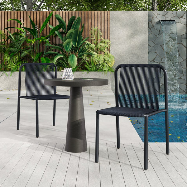 English Elm Christopher Knight Home® - Burgess Weather-Resistant Outdoor Stacking Dining Chair Set of 2 — UV-Proof PE Rattan with Iron Frame Black 23.75 L x 20.9 W x 19.5 H N776P234186B