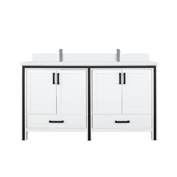English Elm White Double Bath Vanity With Cultured Marble Top, Chrome Faucet & Ample Storage For Your Bathroom B2731P260619-GIGA