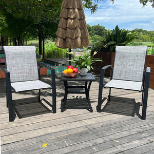 English Elm VRSHWO Metal Patio Chairs Set of 2 - Weatherproof Stackable Outdoor Dining Seats with Textilene Mesh, 400 lb Capacity Black+ Gray W213P335869