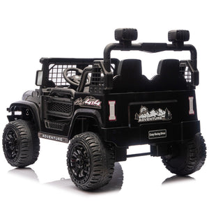 English Elm 24v Dual Motor Two Seat Kids Electric Ride on Car with Remote Control and Bluetooth Audio Black W1578P305897