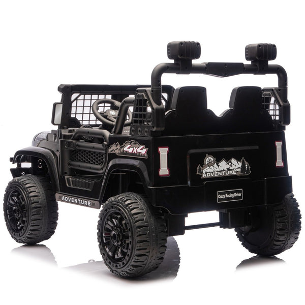 English Elm 24v Dual Motor Two Seat Kids Electric Ride on Car with Remote Control and Bluetooth Audio Black W1578P305897