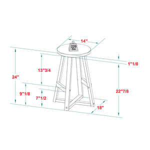 English Elm Walker Edison - Rustic Solid Pine Round Dining Stool in Distressed Grey Finish with Capped Feet, Lightweight Design B185P168990