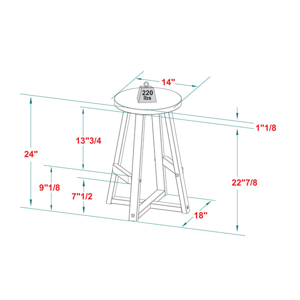 English Elm Walker Edison - Rustic Solid Pine Round Dining Stool in Distressed Grey Finish with Capped Feet, Lightweight Design B185P168990