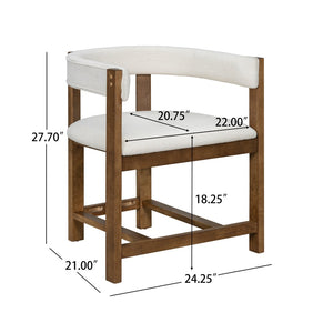 English Elm Dining Arm Chairs Set of 2 Barrel Back Rubberwood Frame with Cushioned Upholstery Beige N771P243844D