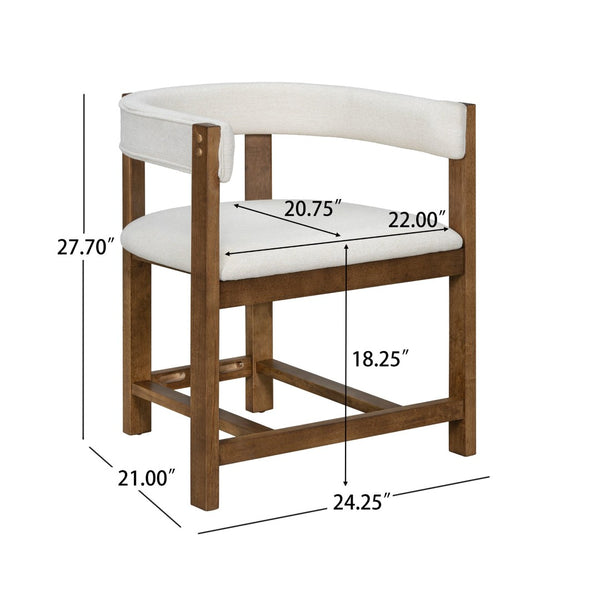 English Elm Dining Arm Chairs Set of 2 Barrel Back Rubberwood Frame with Cushioned Upholstery Beige N771P243844D