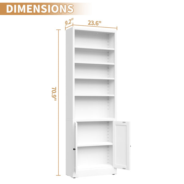 English Elm Metal Industrial Bookcase 5 Tier Open Shelves with Cabinet Door for Home Office T2398P442676