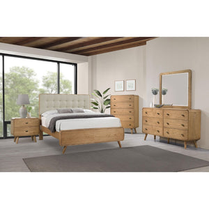 English Elm Winston Five Drawer Ash Veneer Chest Mid Century Bedroom Storage with Felt Lined Top B062P451715