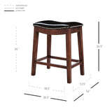 Elmo Bonded Leather Counter Stool Saddle Brown, Cinnamon Legs 358625B-01KD New Pacific Direct