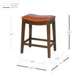 Elmo Bonded Leather Counter Stool Pumpkin, Orange, Cinnamon Legs 358625B-8141KD New Pacific Direct