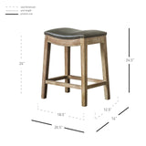 Elmo Bonded Leather Counter Stool Vintage Gray, Weathered Smoke Legs 358625B-V04-WSKD New Pacific Direct