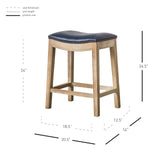 Elmo Bonded Leather Counter Stool Vintage Blue, Weathered Smoke Legs 358625B-V05-WSKD New Pacific Direct