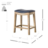 Elmo Bonded Leather Counter Stool Vintage Blue, Weathered Smoke Legs 358625B-V05-WSKD New Pacific Direct