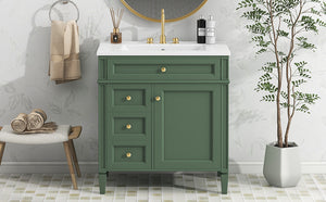 English Elm 30'' Modern Bathroom Vanity With Ceramic Sink, Ample Storage & Soft-Close Drawers For Elegance N710P206904F