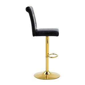 English Elm Modern Tempered Glass Pub Table Set with Gold Chrome Base and Swivel Pu Leather Stools W3875S00037