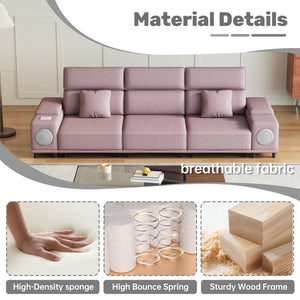 English Elm 3-seater Power Reclining Sofa with Bluetooth Speakers Wireless Charging Usb Living Room W3795S00014