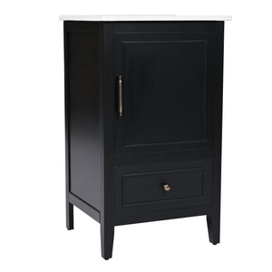English Elm 20" Bathroom Vanity with Sink and Ceramic Top, Modern Freestanding Cabinet with Drawer & Shelf Storage, Adjustable Feet for Stability and 200lb Capacity Black N725P192821B