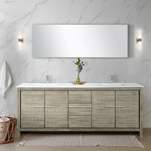 English Elm Rustic Acacia Double Bath Vanity With White Quartz Top, Brushed Nickel Faucet & Matching Mirror B2731S01691-GIGA