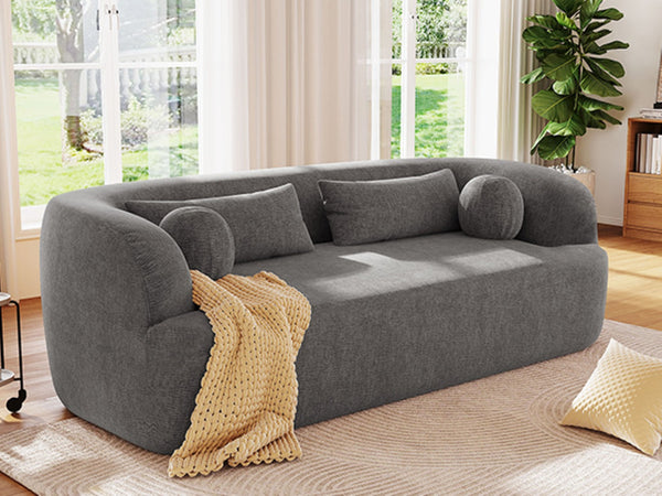 English Elm [new]86" Chenille Cloud Sofa Curved Legless 3-seater with Pocket Springs for Living Room Gray N723P404465E