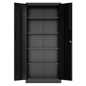 English Elm 72"h Steel Locking Storage Cabinet 4 Adjustable Shelves Powder Coated Garage Office W2735P457281