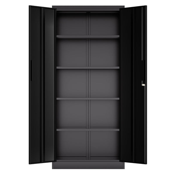 English Elm 72"h Steel Locking Storage Cabinet 4 Adjustable Shelves Powder Coated Garage Office W2735P457281