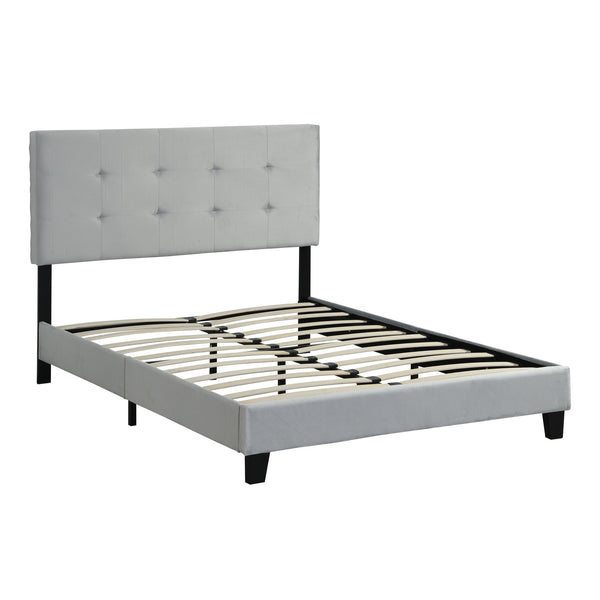 English Elm Full Size Upholstered Platform Bed Frame With Tufted Velvet Headboard - Easy Assembly, Gray Design W2297P284327