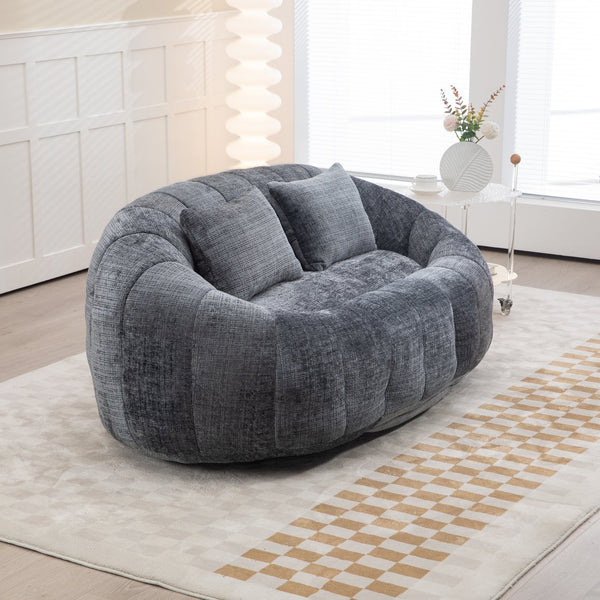 English Elm Bean Bean Bag Sofa High-Density Memory Foam Two-Seater Lounger High Back Chenille Cozy Support Gray W395P181439
