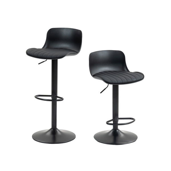 English Elm Bar Stools Set of 2 Adjustable Swivel Pu Leather Kitchen Island Seating with Back Black W676P358682