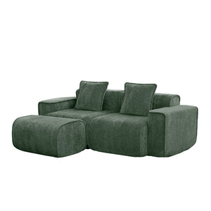 English Elm Streamlined Velvet Modular L-shape Sectional Sofa with Cloud Foam and French Piping Green W3041S00364