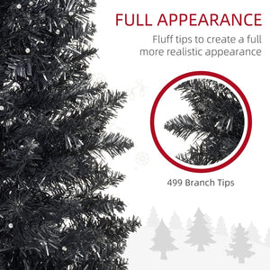 English Elm 7ft Matte Black Pencil Christmas Tree with 250 Warm Led Lights for Small Spaces T3971P401092