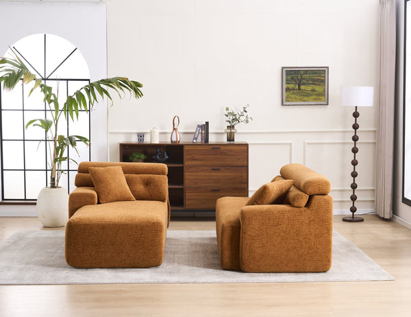 English Elm LY-029B Modern Convertible Chaise Sectional Sofa — Orange 3-Seater Modular L-Sofa, Plush Foam Comfort W2231S00026