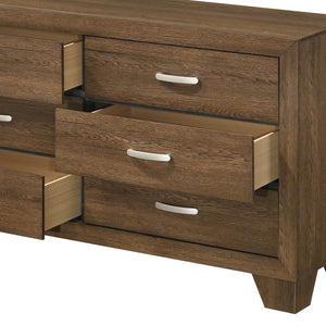 English Elm Miquell Modern Oak-Style Dresser with Six Smooth-Glide Drawers, Geometric Block Legs, Durable Finish Oak 63 L x 20 W x 33 H B2726P261893