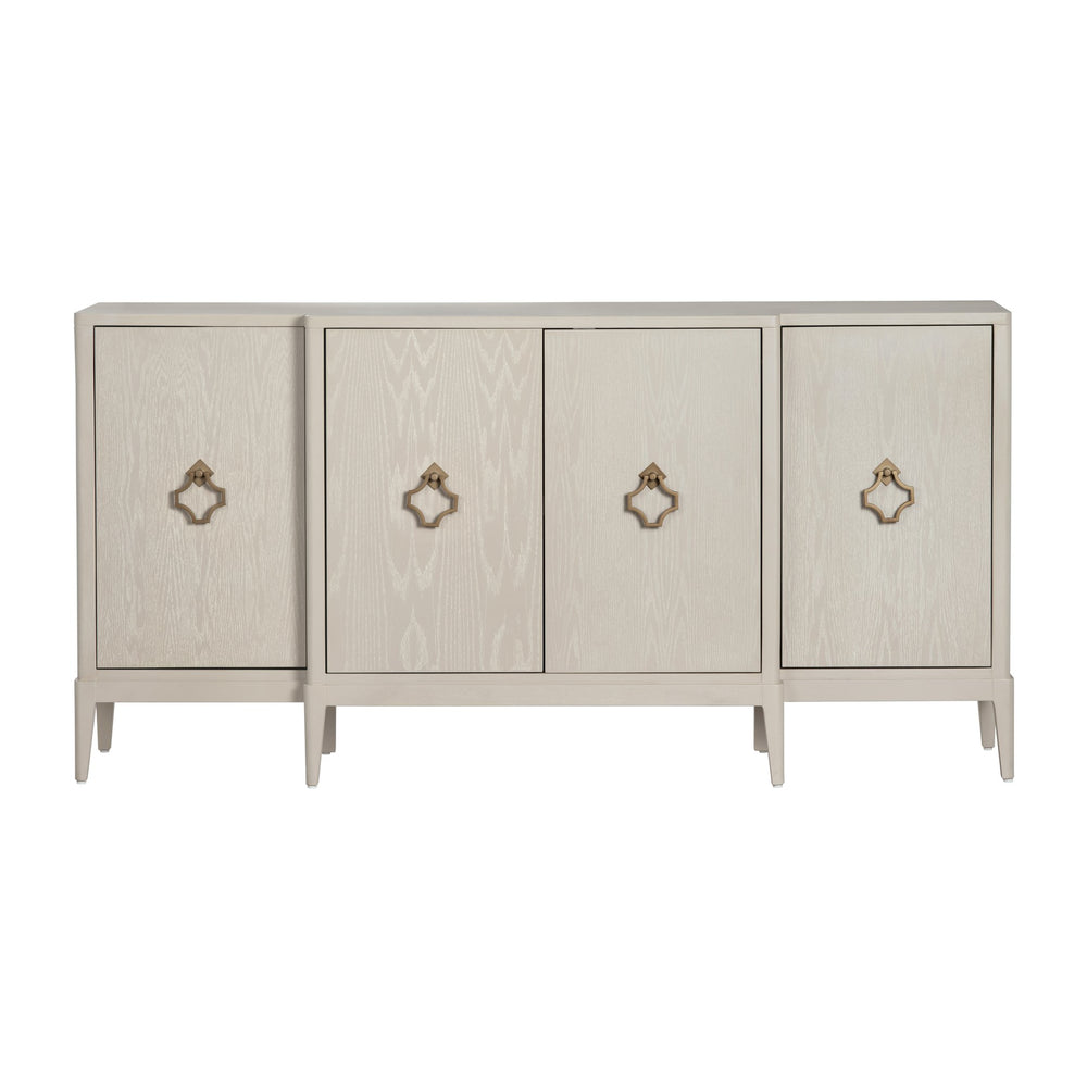 Crestview Collection Rustic Media Credenza Tv Stand - 4-door Sideboard With Modern Charm, Gold Hardware & Cord Management Beige Solid Wood Cvfdr1041
