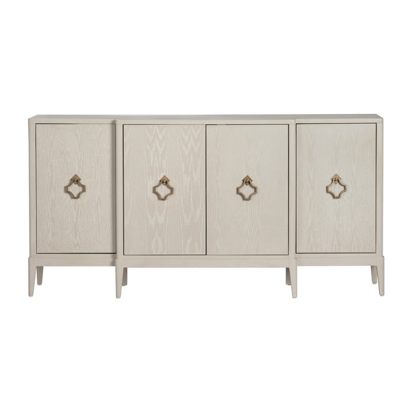 Crestview Collection Rustic Media Credenza Tv Stand - 4-door Sideboard With Modern Charm, Gold Hardware & Cord Management Beige Solid Wood Cvfdr1041