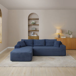 English Elm 105'' Modular Cloud Sectional with Deep Corduroy Cushions for Living Room Lounging W1117S00334