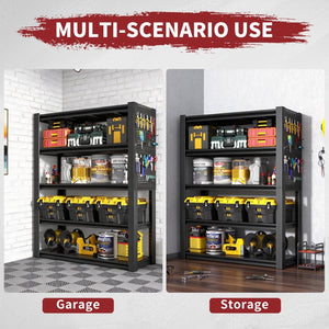 English Elm 78"h Five Shelf Steel Pegboard Storage Unit Heavy Duty Industrial Rack for Garage T2398P463322