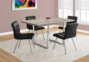 English Elm Dining Table, 60" Rectangular Taupe Laminate With Chrome Legs – Modern Versatile Centerpiece For Any Space B2710P286991