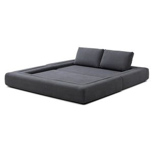 English Elm 81'' Corduroy Floor Sofa Convertible Loveseat Futon Sleeper with Foam Fill and Pillows Gray W1117P459707