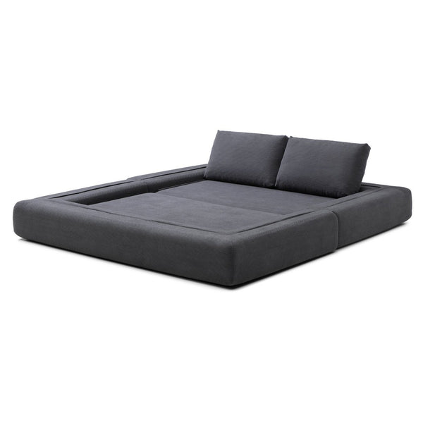 English Elm 81'' Corduroy Floor Sofa Convertible Loveseat Futon Sleeper with Foam Fill and Pillows Gray W1117P459707