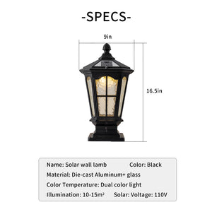 English Elm Garden Post Light Black Die-cast Aluminum European Lantern for Outdoor Pathways W5008P392752