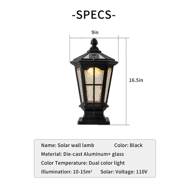 English Elm Garden Post Light Black Die-cast Aluminum European Lantern for Outdoor Pathways W5008P392752