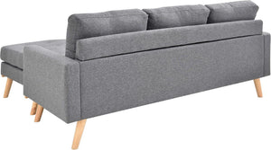 English Elm 1pc Mid-century Modern Linen-like Sectional with Tufted Back and Reversible Chaise B011P203039
