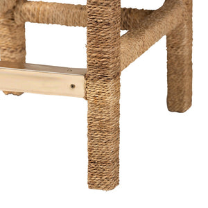 English Elm Modern Handcrafted Seagrass Woven Mahogany Counter Stool for Kitchen Island B2750P467723