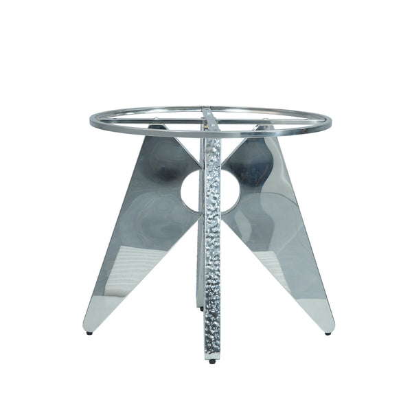 English Elm 53" Round Marble Dining Table With Silver Stainless Steel Base And Lazy Susan For 6 People, White W1535S00462