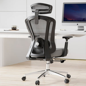 English Elm Ergonomic High Back Mesh Desk Chair with Flip up Arms and Adjustable Lumbar Support Gray T3623P435561